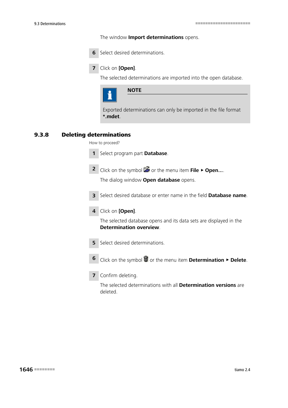 8 deleting determinations, Deleting determinations 6 | Metrohm tiamo 2.4 Manual User Manual | Page 1662 / 1717