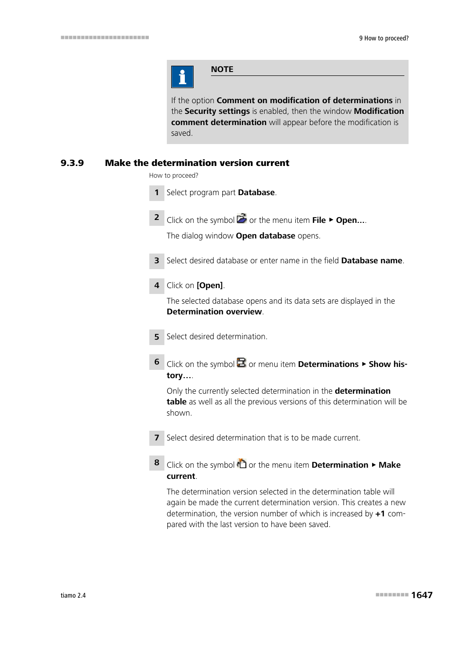 9 make the determination version current, Make the determination version current 7 | Metrohm tiamo 2.4 Manual User Manual | Page 1663 / 1717