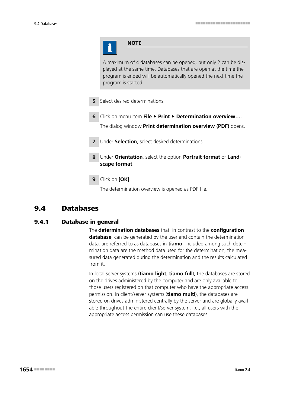 4 databases, 1 database in general, Databases 4 | Database in general 4 | Metrohm tiamo 2.4 Manual User Manual | Page 1670 / 1717