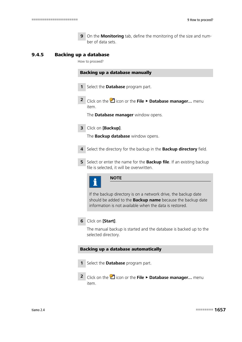 5 backing up a database, Backing up a database 7 | Metrohm tiamo 2.4 Manual User Manual | Page 1673 / 1717