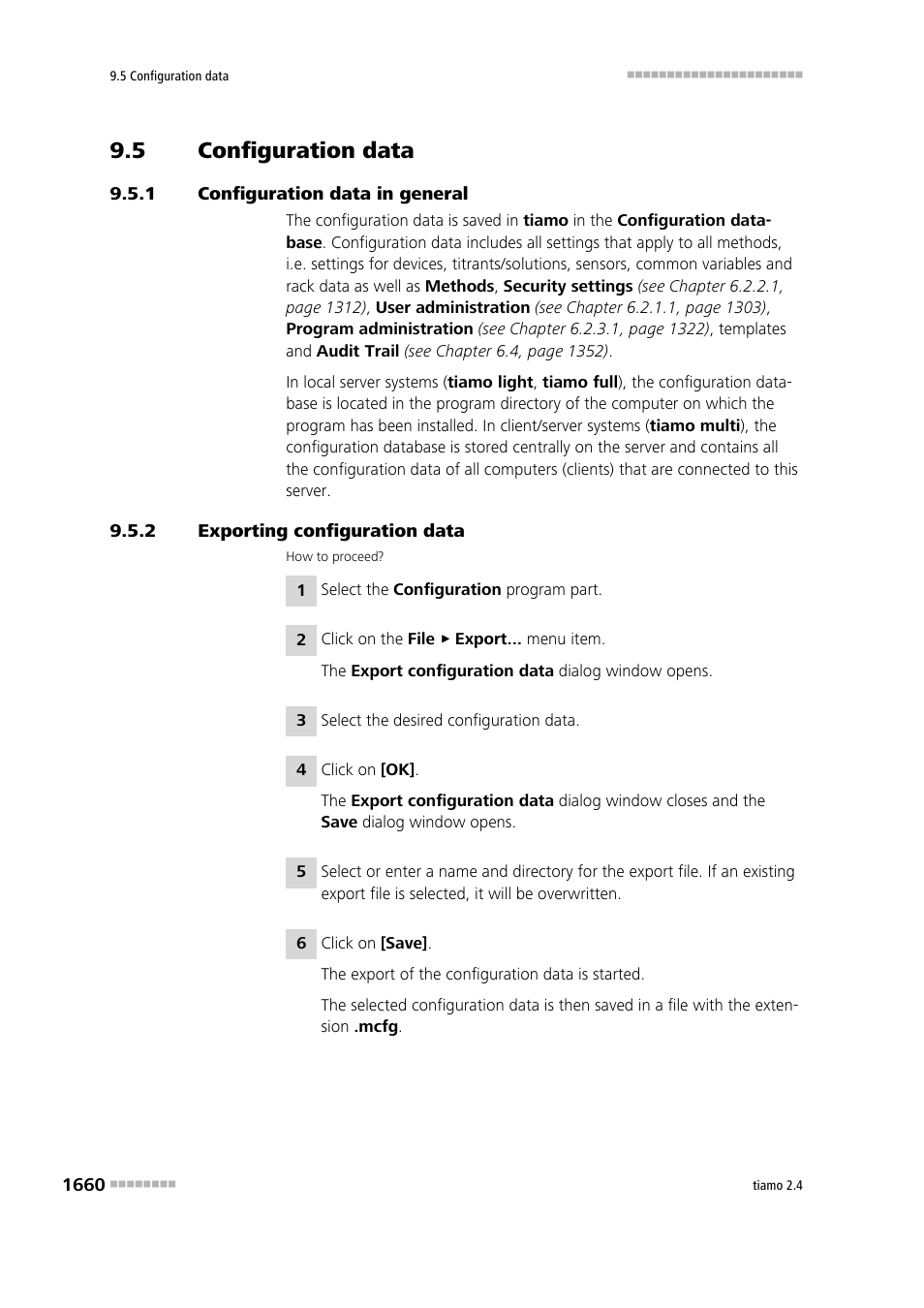 5 configuration data, 1 configuration data in general, 2 exporting configuration data | Configuration data 0, Configuration data in general 0, Exporting configuration data 0 | Metrohm tiamo 2.4 Manual User Manual | Page 1676 / 1717