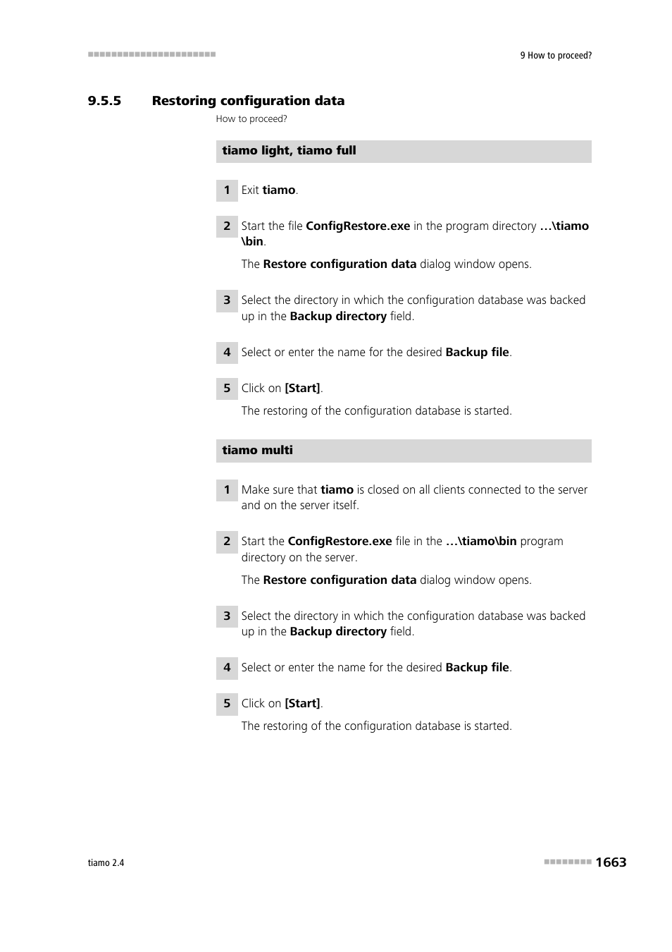 5 restoring configuration data, Restoring configuration data 3 | Metrohm tiamo 2.4 Manual User Manual | Page 1679 / 1717