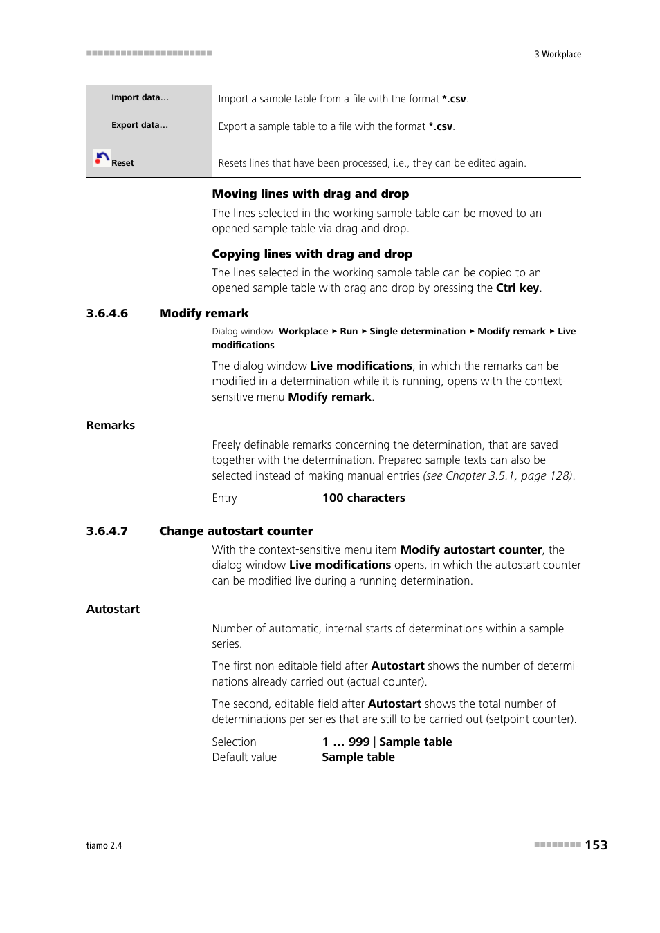 6 modify remark, 7 change autostart counter | Metrohm tiamo 2.4 Manual User Manual | Page 169 / 1717
