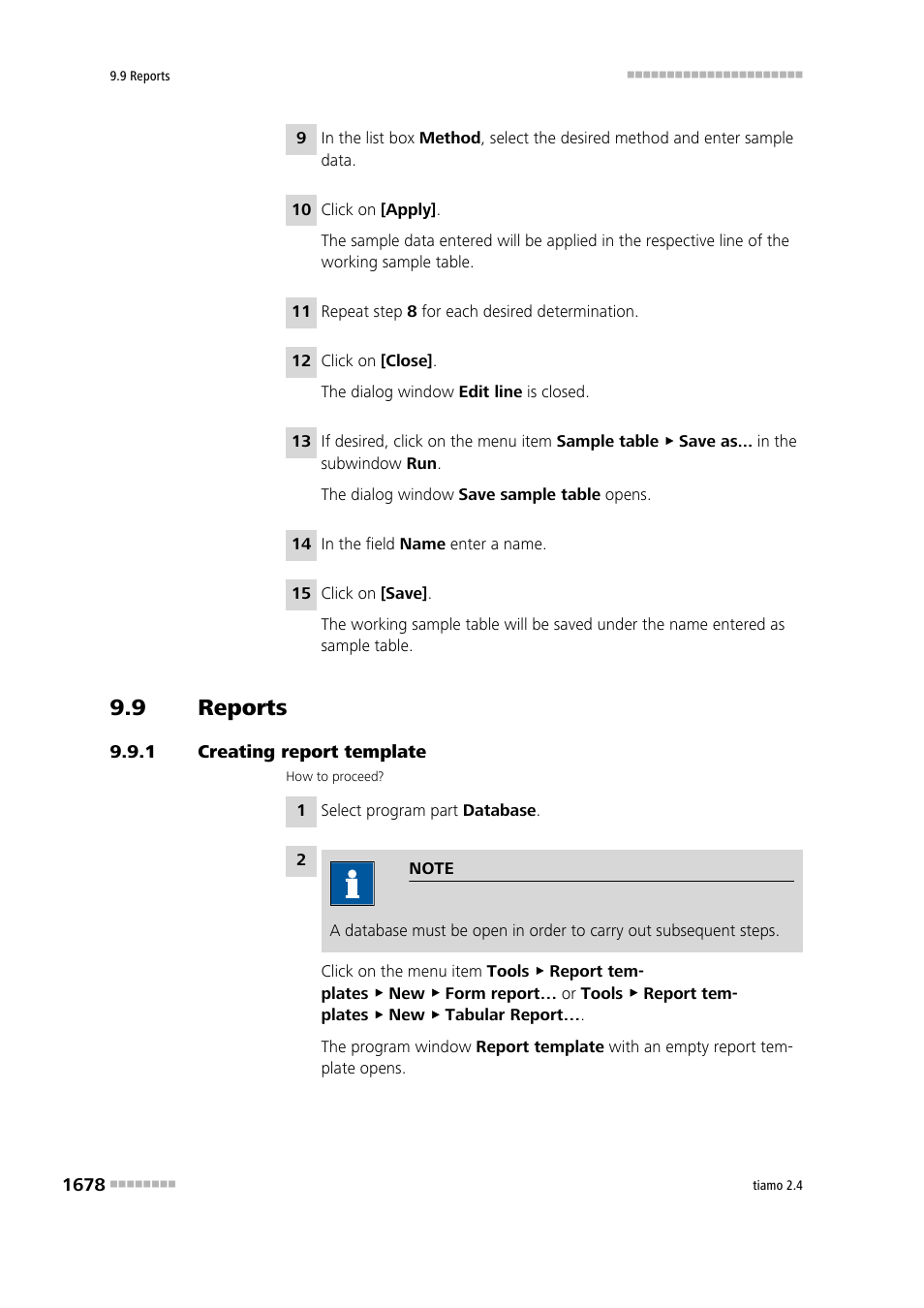 9 reports, 1 creating report template, Reports 8 | Creating report template 8 | Metrohm tiamo 2.4 Manual User Manual | Page 1694 / 1717