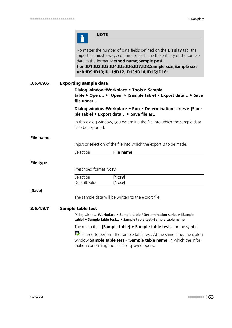 6 exporting sample data, 7 sample table test | Metrohm tiamo 2.4 Manual User Manual | Page 179 / 1717