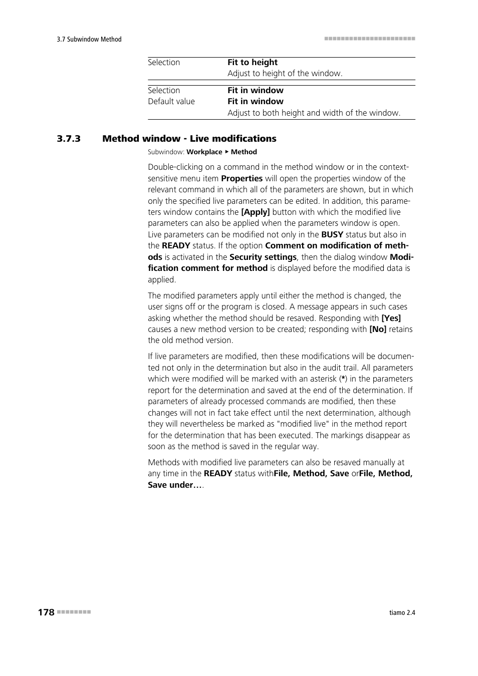 3 method window - live modifications, Method window - live modifications, Modify parameters live | Metrohm tiamo 2.4 Manual User Manual | Page 194 / 1717