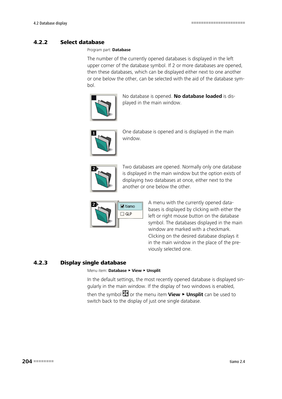 2 select database, 3 display single database, Select database | Display single database | Metrohm tiamo 2.4 Manual User Manual | Page 220 / 1717