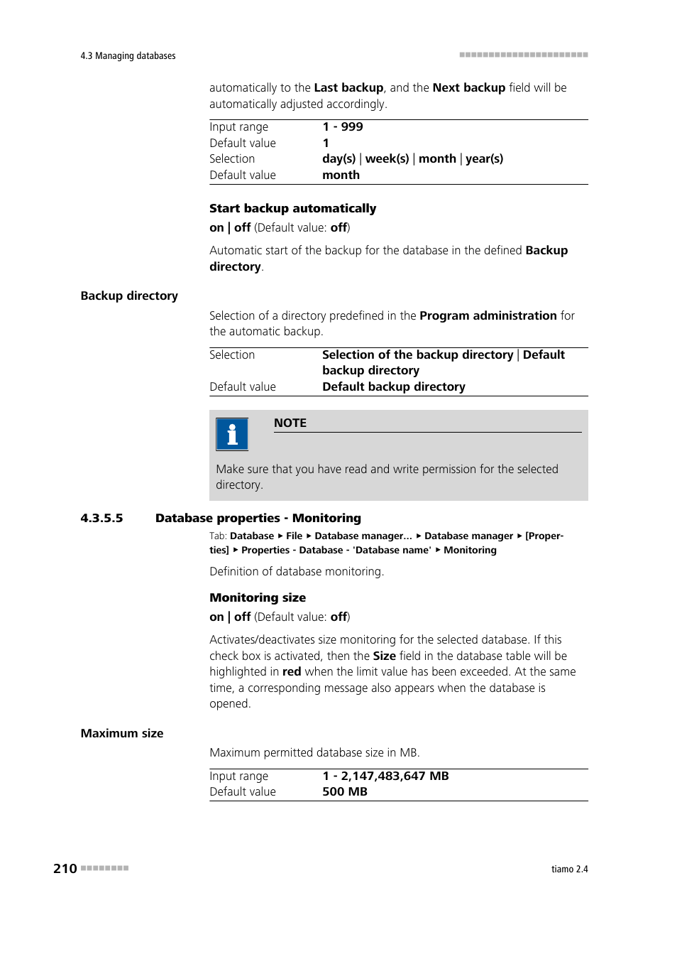 5 database properties - monitoring | Metrohm tiamo 2.4 Manual User Manual | Page 226 / 1717