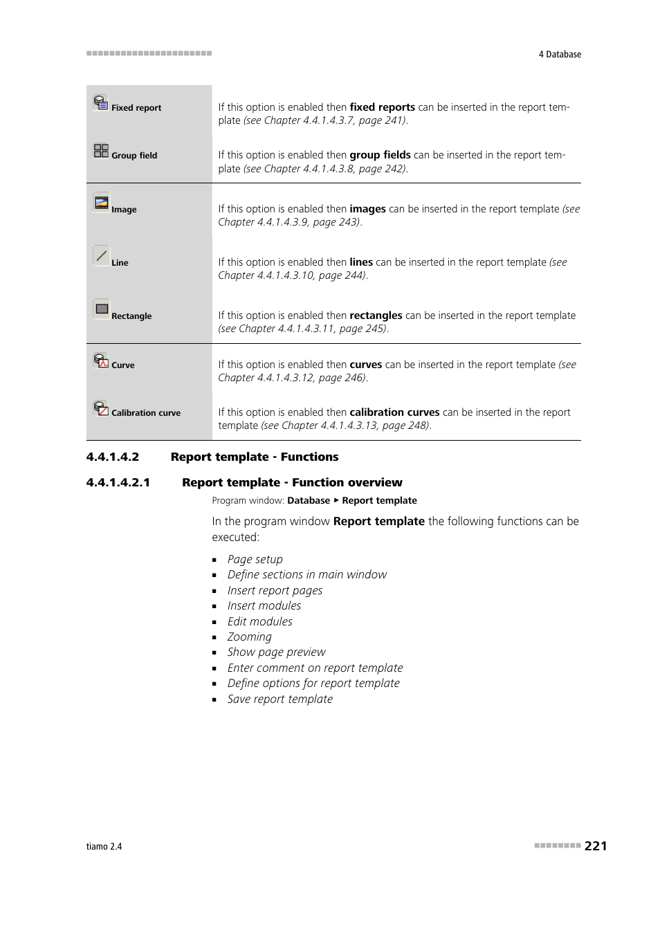 2 report template - functions, 1 report template - function overview | Metrohm tiamo 2.4 Manual User Manual | Page 237 / 1717