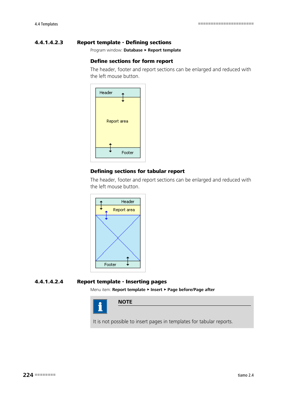 3 report template - defining sections, Main window, Define sections in main window | Metrohm tiamo 2.4 Manual User Manual | Page 240 / 1717
