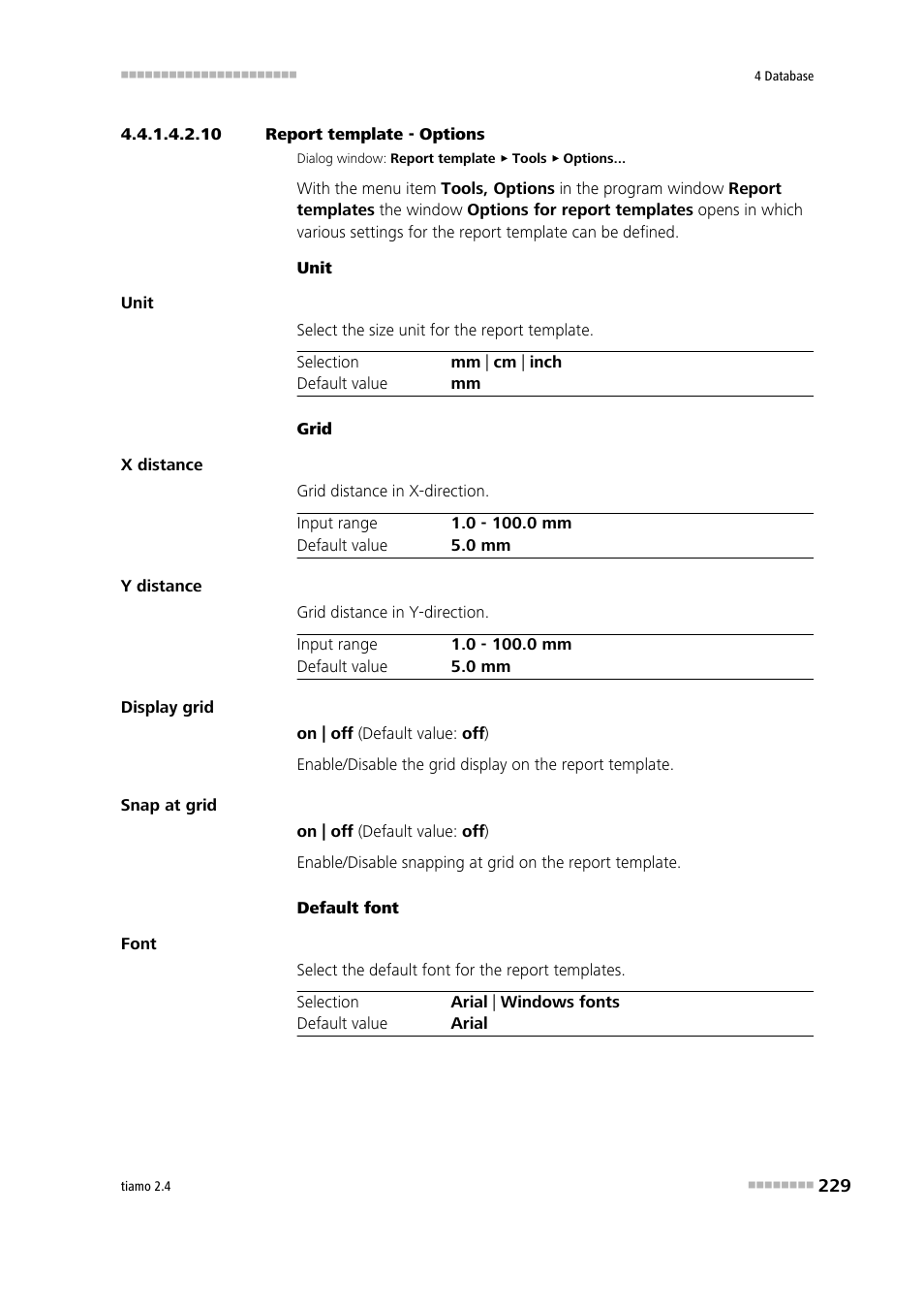 10 report template - options, Define options for report template | Metrohm tiamo 2.4 Manual User Manual | Page 245 / 1717