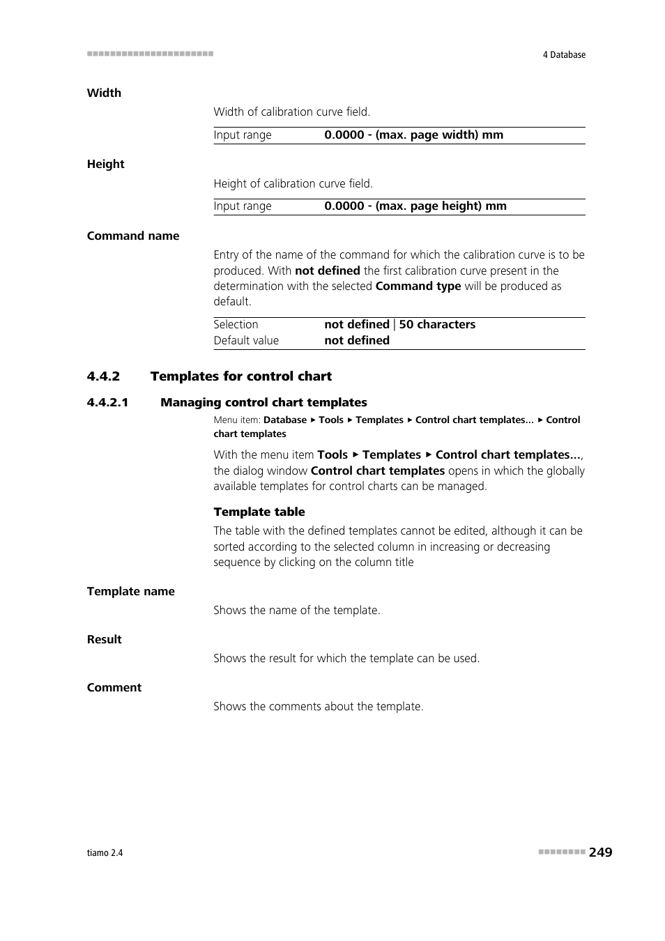 2 templates for control chart, 1 managing control chart templates, Templates for control chart | Edit templates for control charts | Metrohm tiamo 2.4 Manual User Manual | Page 265 / 1717