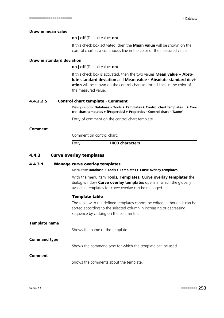 5 control chart template - comment, 3 curve overlay templates, 1 manage curve overlay templates | Curve overlay templates, Edit curve overlay templates, Comment | Metrohm tiamo 2.4 Manual User Manual | Page 269 / 1717