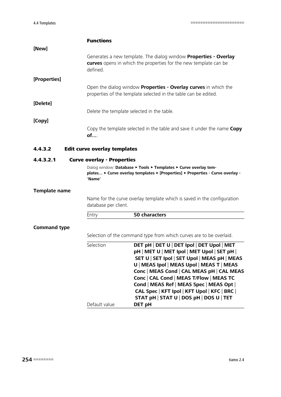 2 edit curve overlay templates, 1 curve overlay - properties | Metrohm tiamo 2.4 Manual User Manual | Page 270 / 1717