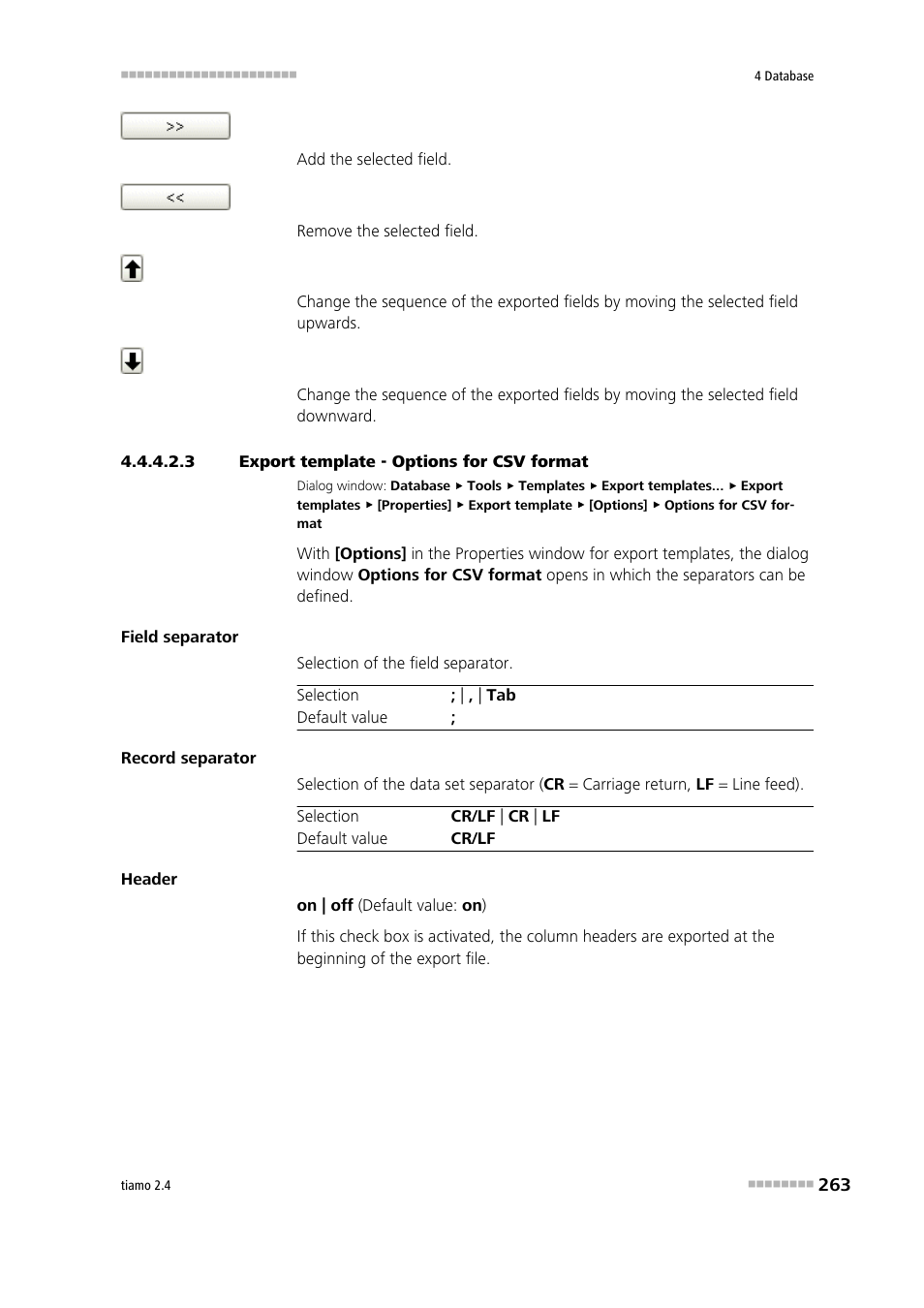 3 export template - options for csv format | Metrohm tiamo 2.4 Manual User Manual | Page 279 / 1717