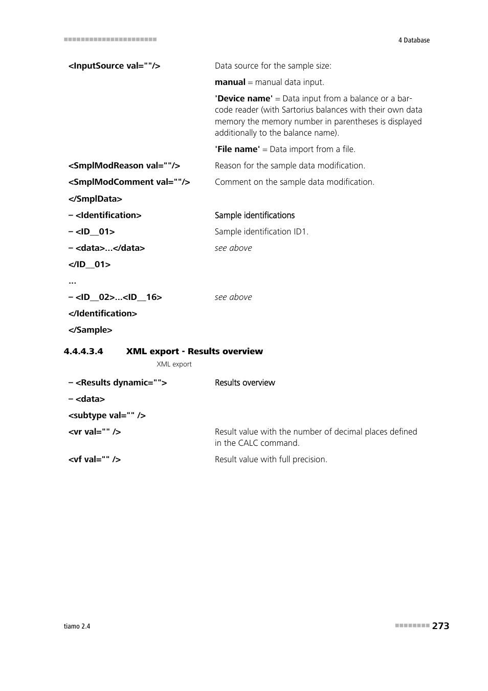 4 xml export - results overview | Metrohm tiamo 2.4 Manual User Manual | Page 289 / 1717