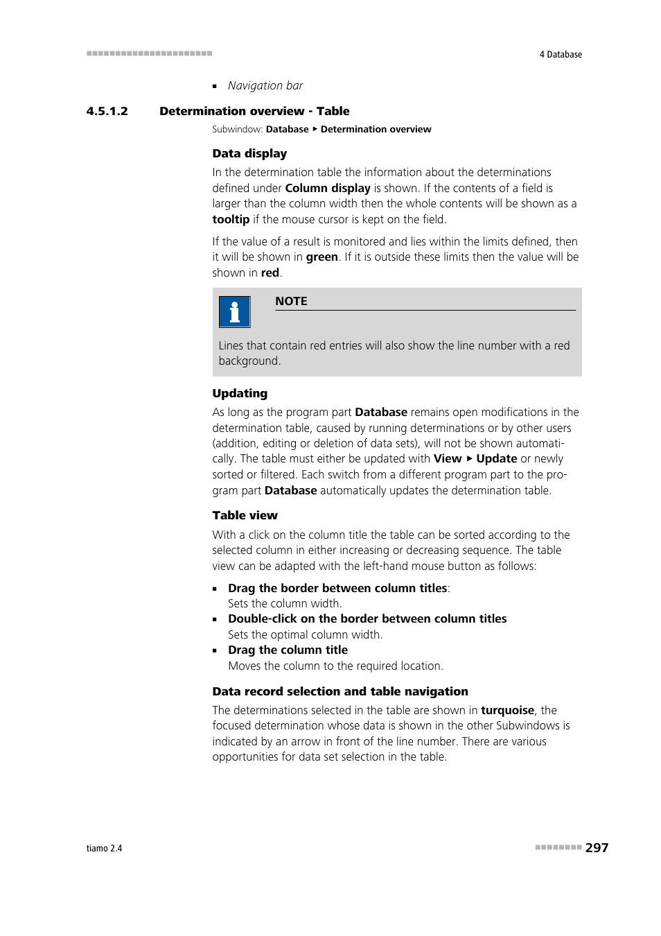 2 determination overview - table | Metrohm tiamo 2.4 Manual User Manual | Page 313 / 1717