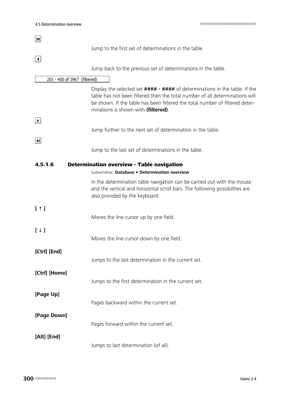 6 determination overview - table navigation | Metrohm tiamo 2.4 Manual User Manual | Page 316 / 1717