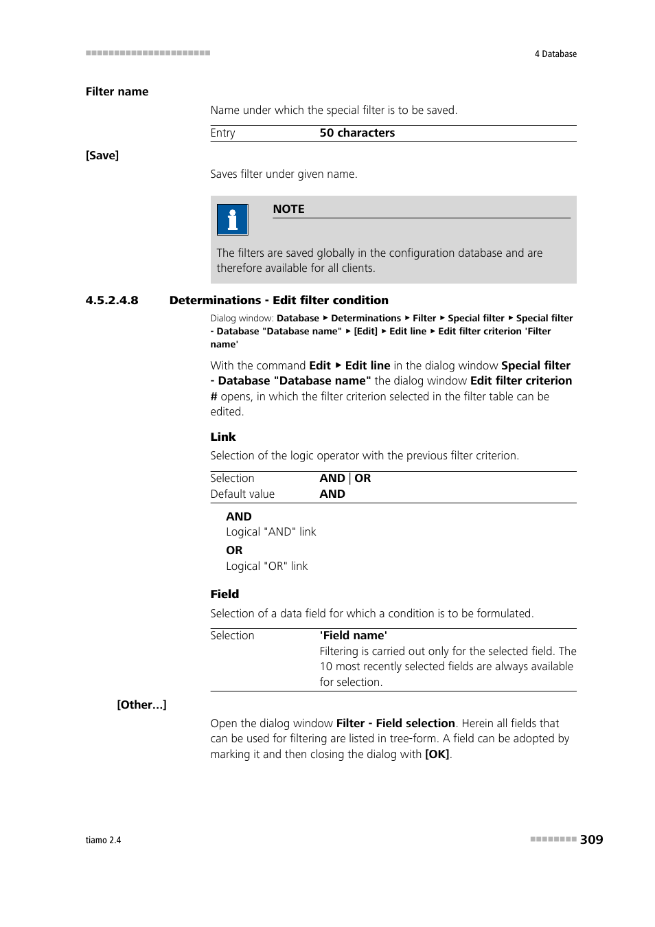 8 determinations - edit filter condition | Metrohm tiamo 2.4 Manual User Manual | Page 325 / 1717