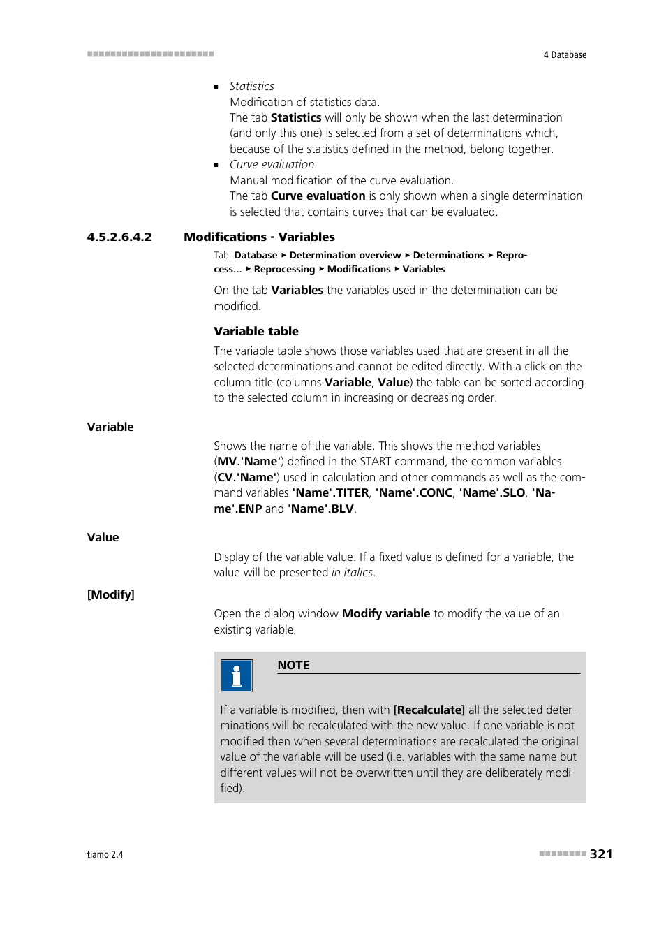 2 modifications - variables | Metrohm tiamo 2.4 Manual User Manual | Page 337 / 1717