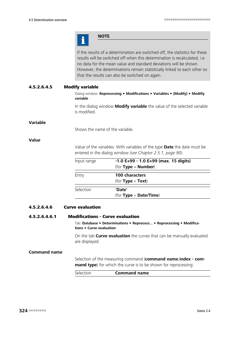 5 modify variable, 6 curve evaluation, 1 modifications - curve evaluation | Metrohm tiamo 2.4 Manual User Manual | Page 340 / 1717