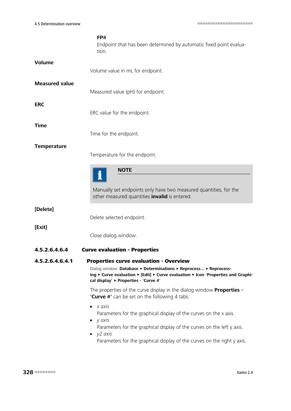 4 curve evaluation - properties, 1 properties curve evaluation - overview | Metrohm tiamo 2.4 Manual User Manual | Page 344 / 1717