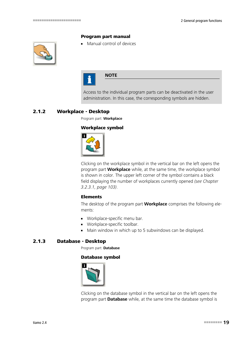 2 workplace - desktop, 3 database - desktop, Workplace - desktop | Database - desktop, Workplace, Database | Metrohm tiamo 2.4 Manual User Manual | Page 35 / 1717