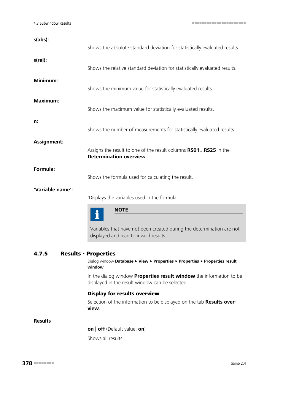 5 results - properties, Results - properties | Metrohm tiamo 2.4 Manual User Manual | Page 394 / 1717