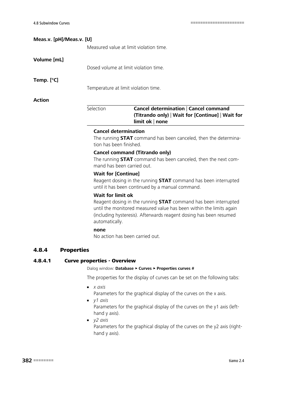 4 properties, 1 curve properties - overview, Properties | Metrohm tiamo 2.4 Manual User Manual | Page 398 / 1717