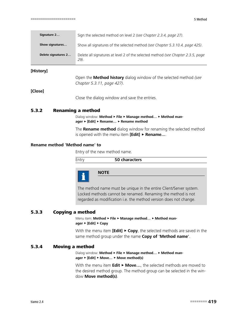 2 renaming a method, 3 copying a method, 4 moving a method | Renaming a method, Copying a method, Moving a method | Metrohm tiamo 2.4 Manual User Manual | Page 435 / 1717