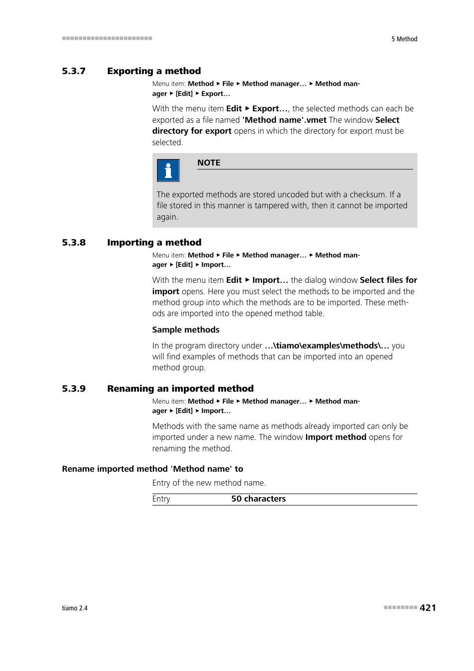 7 exporting a method, 8 importing a method, 9 renaming an imported method | Exporting a method, Importing a method, Renaming an imported method | Metrohm tiamo 2.4 Manual User Manual | Page 437 / 1717