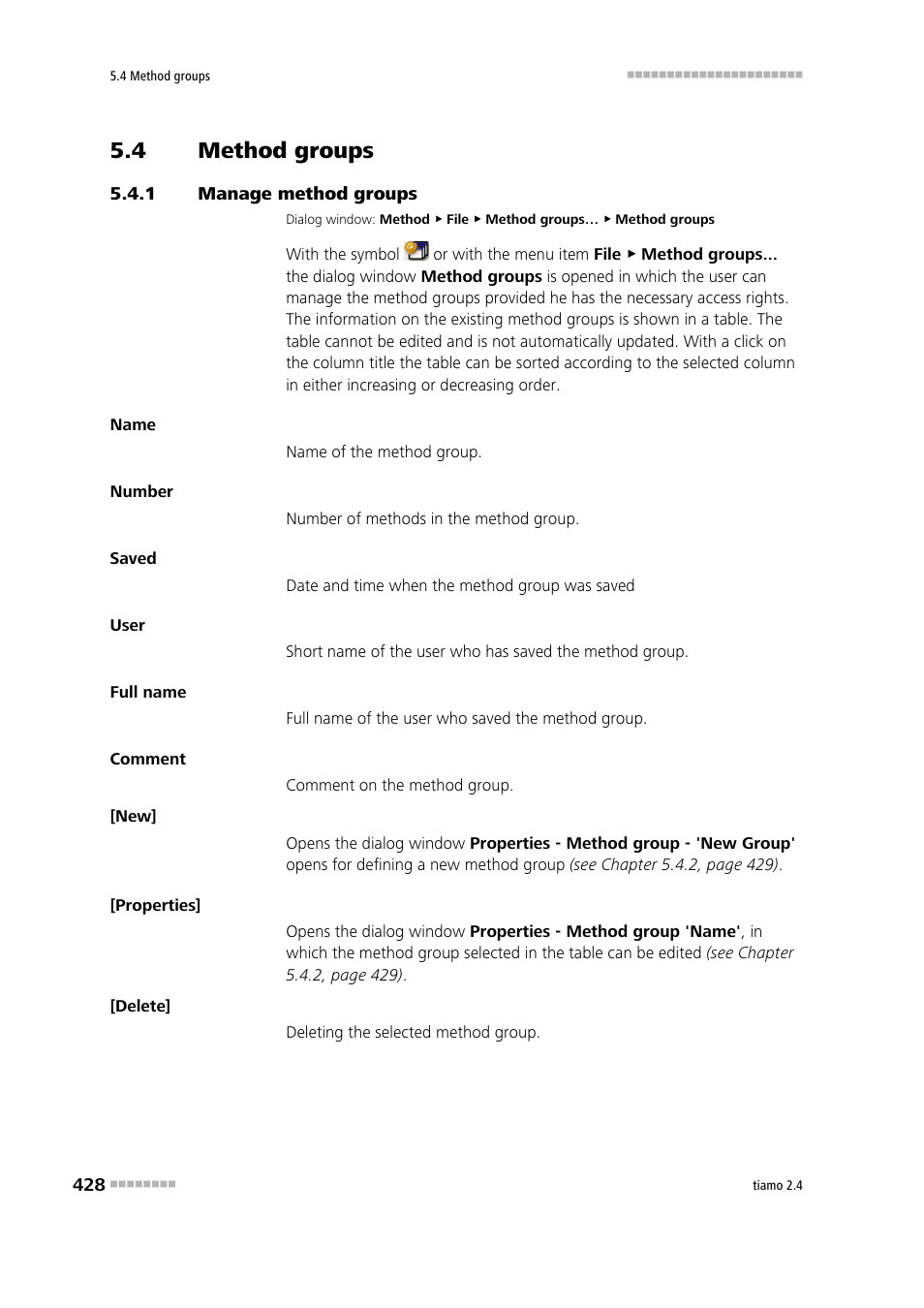 4 method groups, 1 manage method groups, Method groups | Manage method groups | Metrohm tiamo 2.4 Manual User Manual | Page 444 / 1717