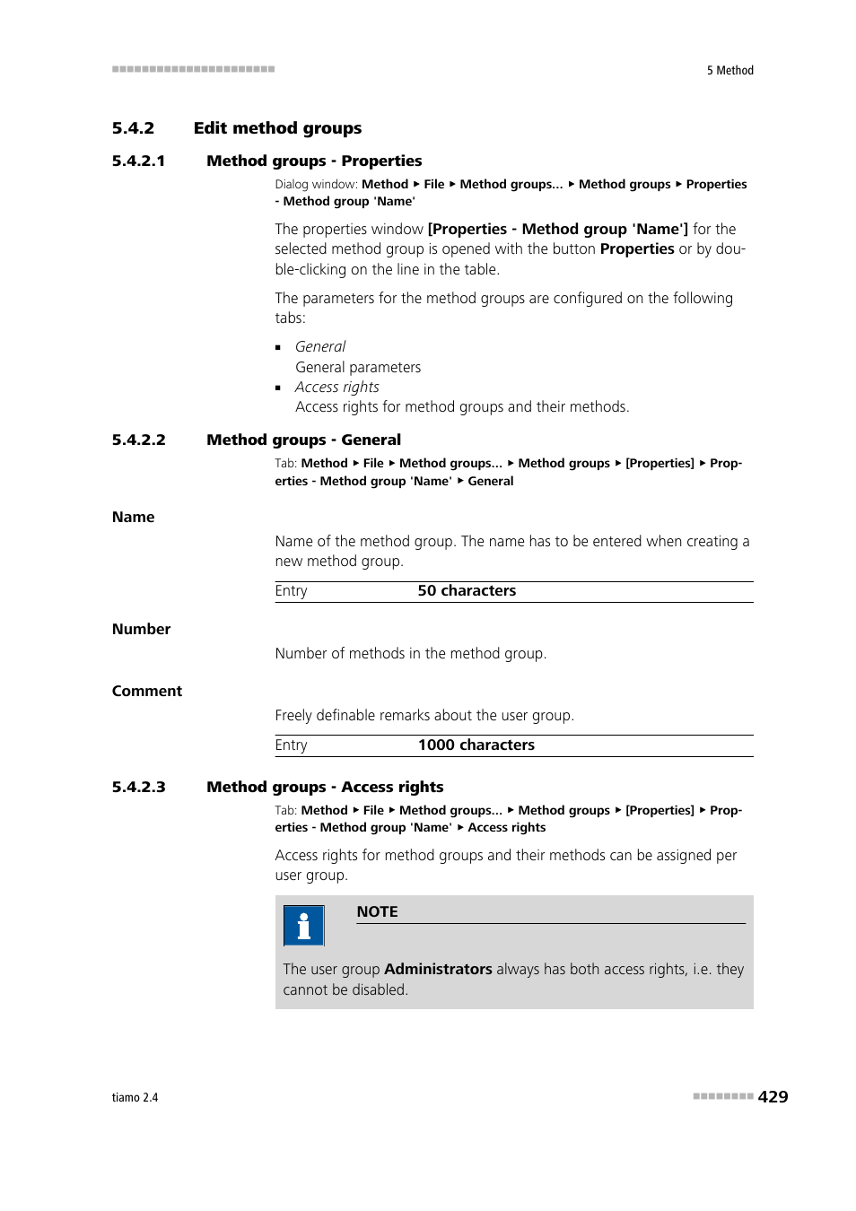 2 edit method groups, 1 method groups - properties, 2 method groups - general | 3 method groups - access rights, Edit method groups | Metrohm tiamo 2.4 Manual User Manual | Page 445 / 1717