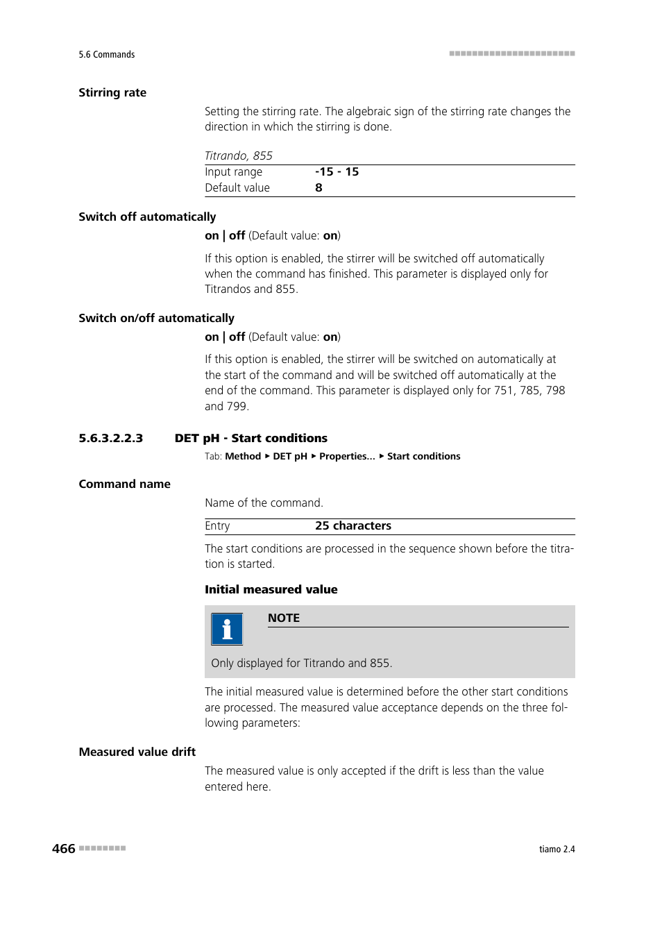 3 det ph - start conditions, Start conditions | Metrohm tiamo 2.4 Manual User Manual | Page 482 / 1717