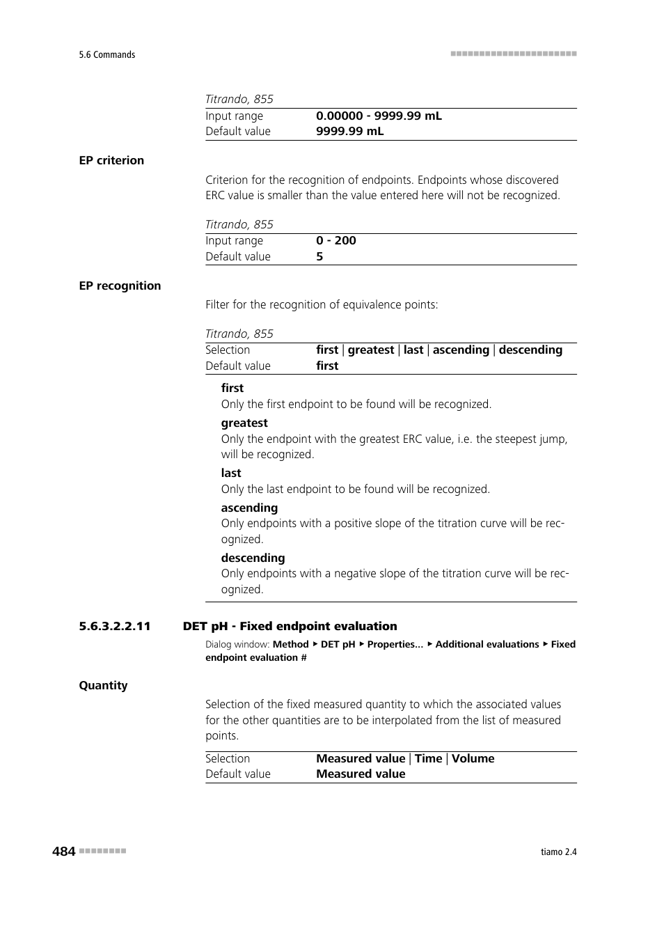 11 det ph - fixed endpoint evaluation | Metrohm tiamo 2.4 Manual User Manual | Page 500 / 1717