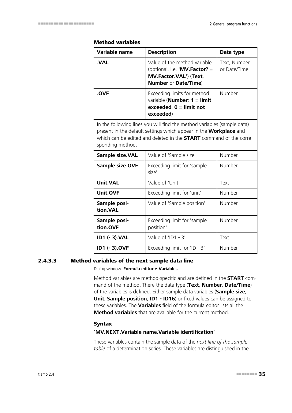 3 method variables of the next sample data line | Metrohm tiamo 2.4 Manual User Manual | Page 51 / 1717