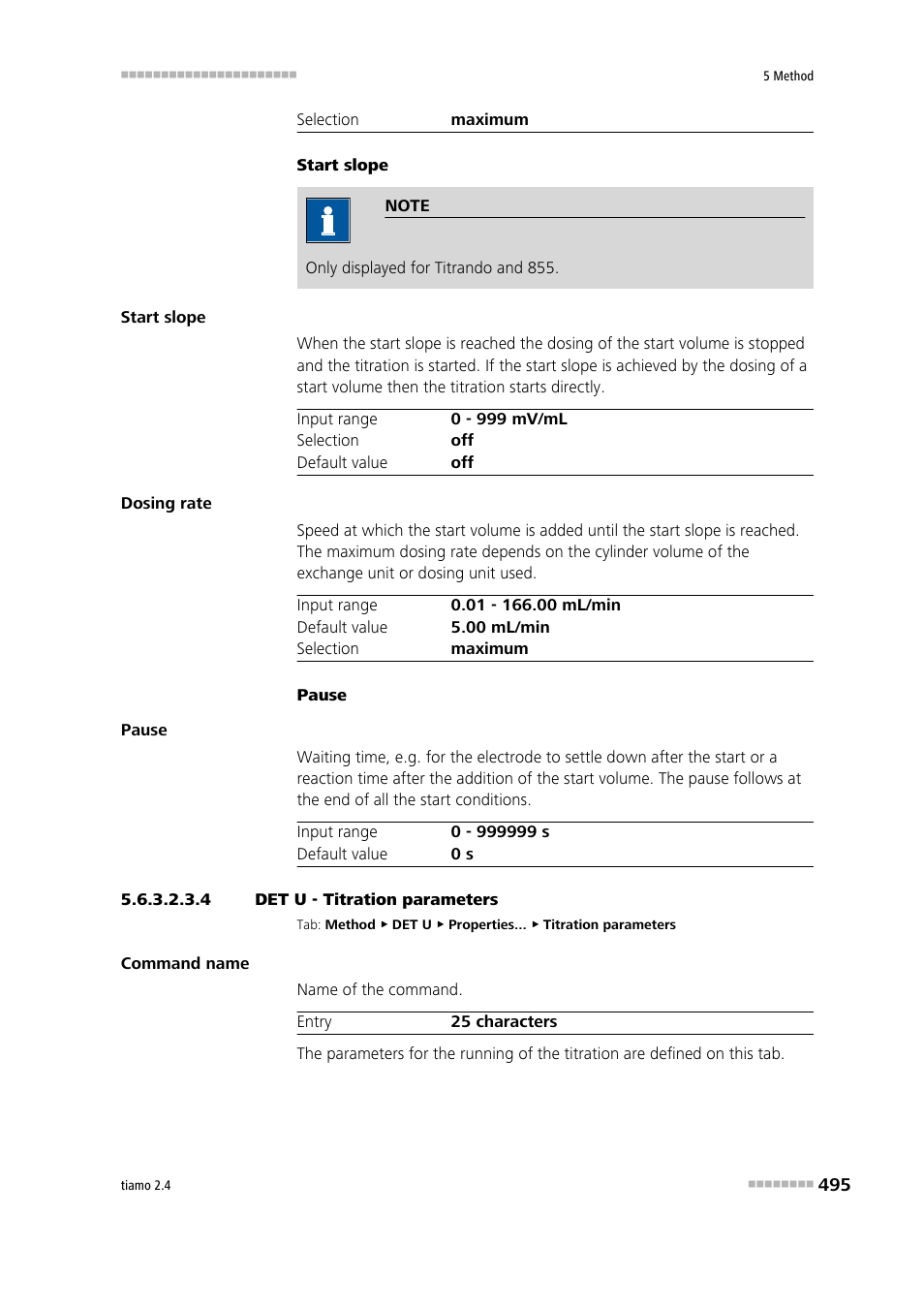 4 det u - titration parameters | Metrohm tiamo 2.4 Manual User Manual | Page 511 / 1717