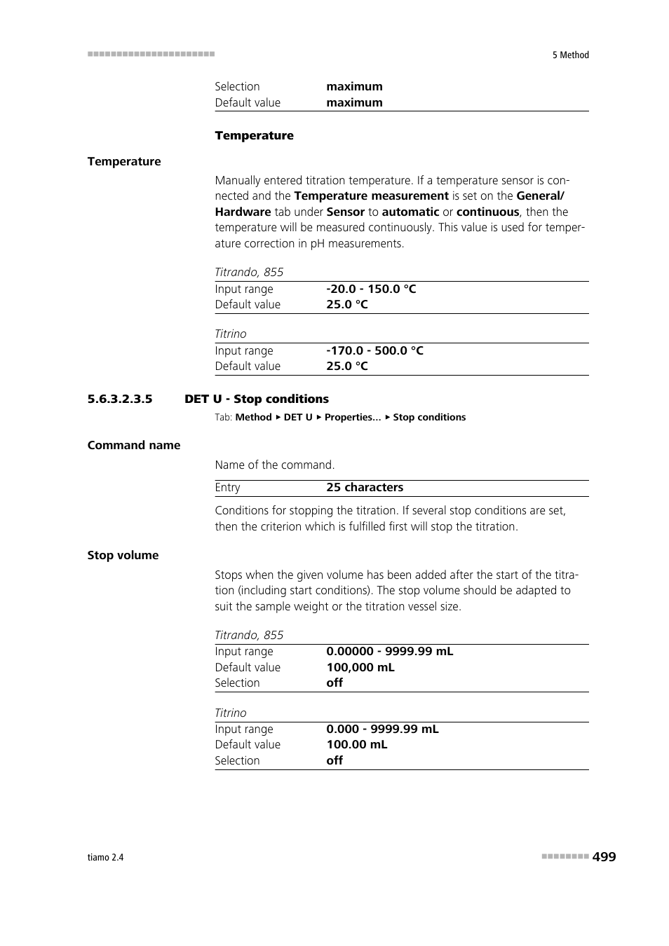 5 det u - stop conditions, Stop conditions | Metrohm tiamo 2.4 Manual User Manual | Page 515 / 1717