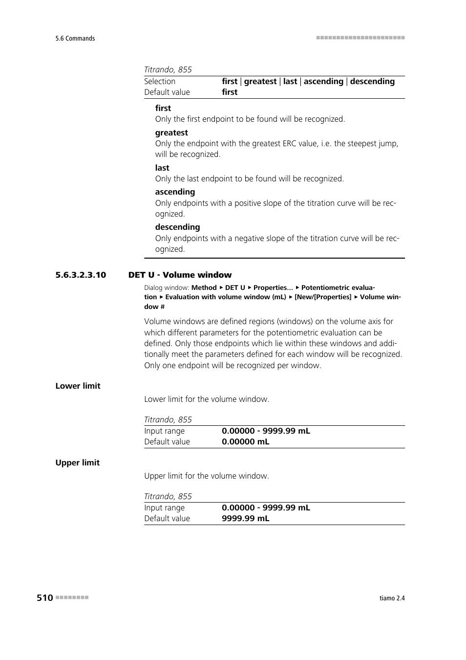 10 det u - volume window | Metrohm tiamo 2.4 Manual User Manual | Page 526 / 1717