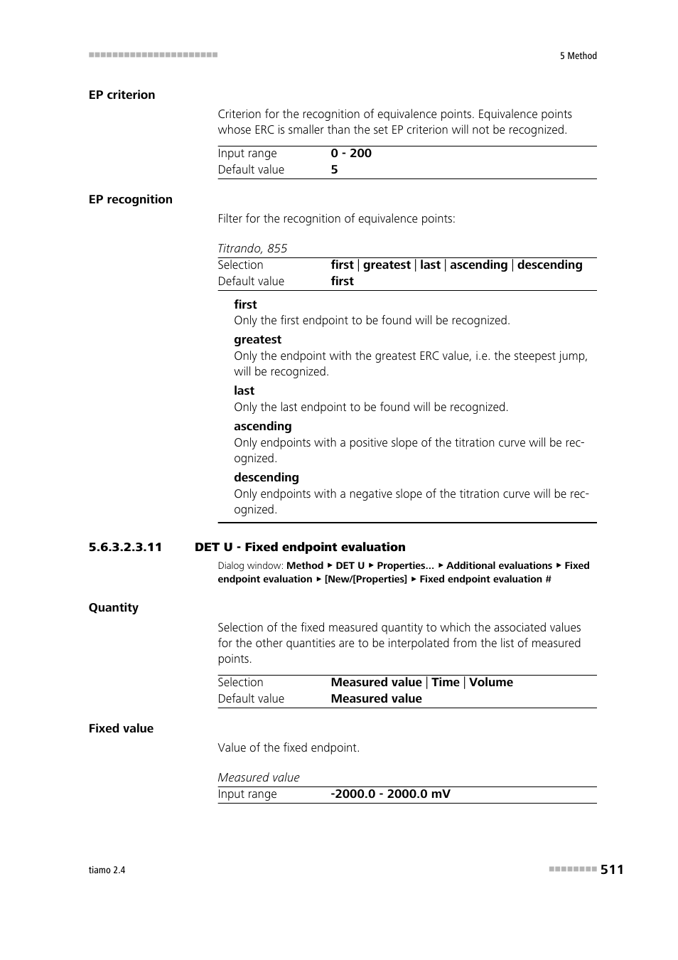 11 det u - fixed endpoint evaluation | Metrohm tiamo 2.4 Manual User Manual | Page 527 / 1717