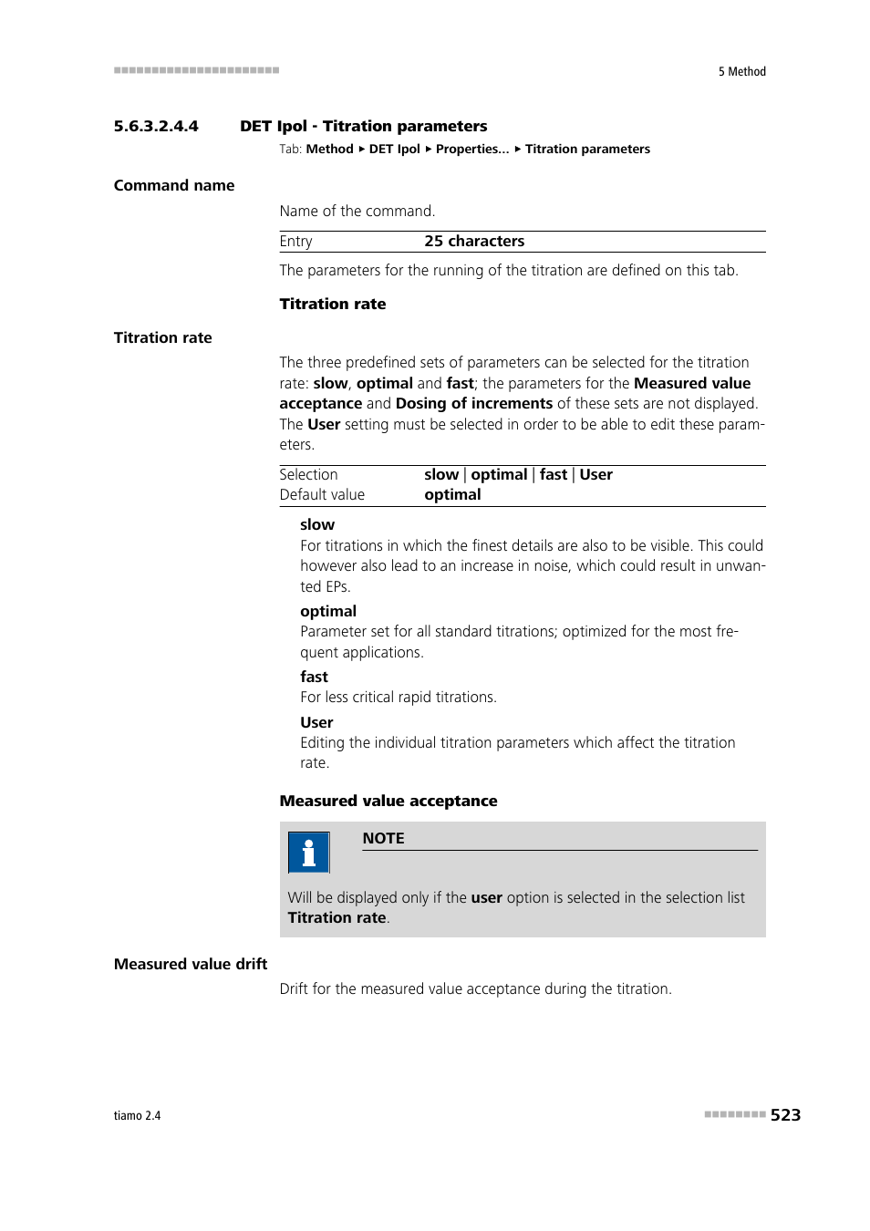 4 det ipol - titration parameters, Titration parameters | Metrohm tiamo 2.4 Manual User Manual | Page 539 / 1717
