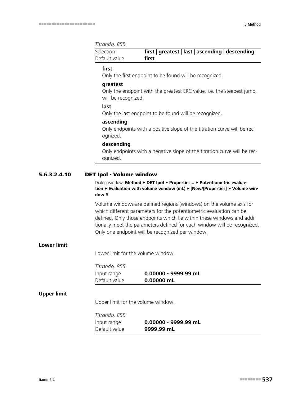 10 det ipol - volume window | Metrohm tiamo 2.4 Manual User Manual | Page 553 / 1717