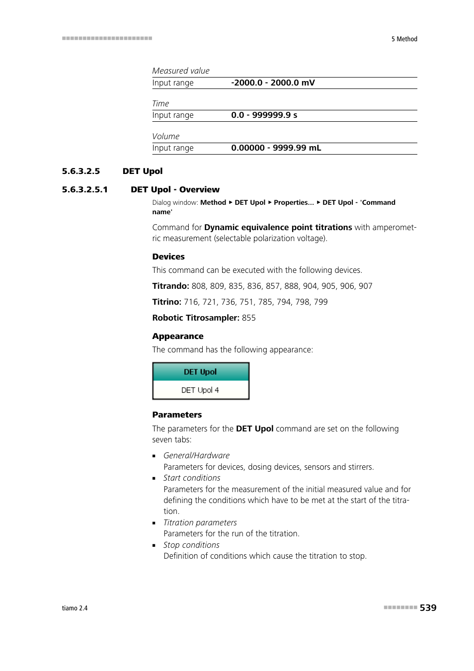 5 det upol, 1 det upol - overview, Det upol | Metrohm tiamo 2.4 Manual User Manual | Page 555 / 1717