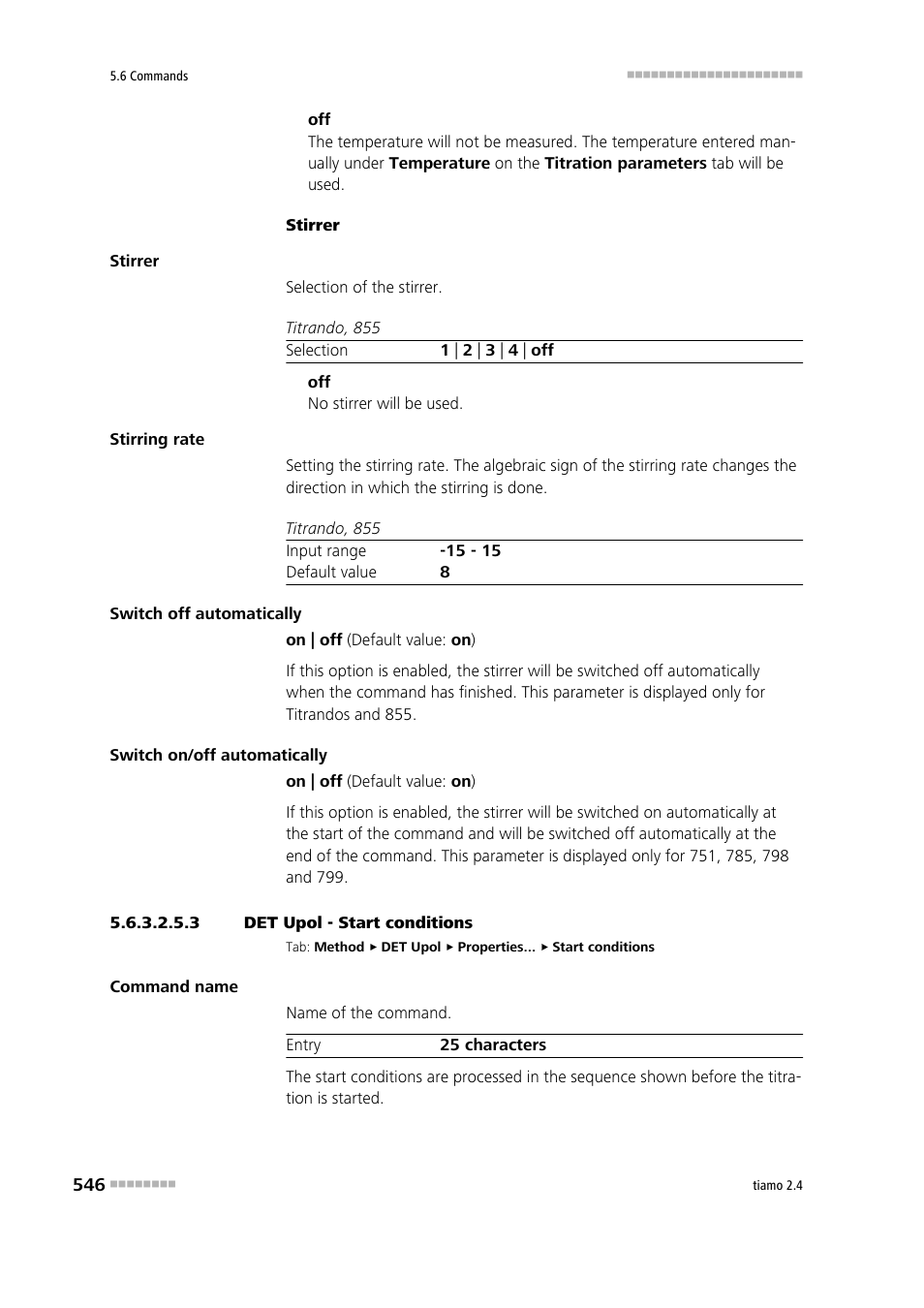 3 det upol - start conditions, Start conditions | Metrohm tiamo 2.4 Manual User Manual | Page 562 / 1717