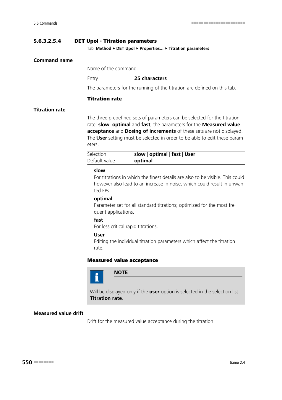 4 det upol - titration parameters, Titration parameters | Metrohm tiamo 2.4 Manual User Manual | Page 566 / 1717