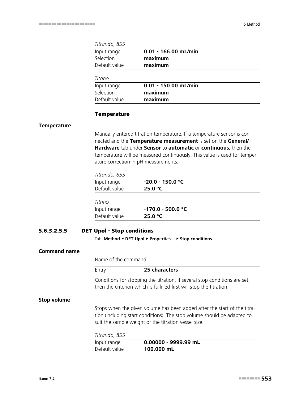 5 det upol - stop conditions, Stop conditions | Metrohm tiamo 2.4 Manual User Manual | Page 569 / 1717