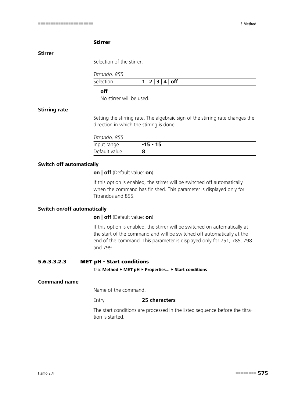 3 met ph - start conditions, Start conditions | Metrohm tiamo 2.4 Manual User Manual | Page 591 / 1717