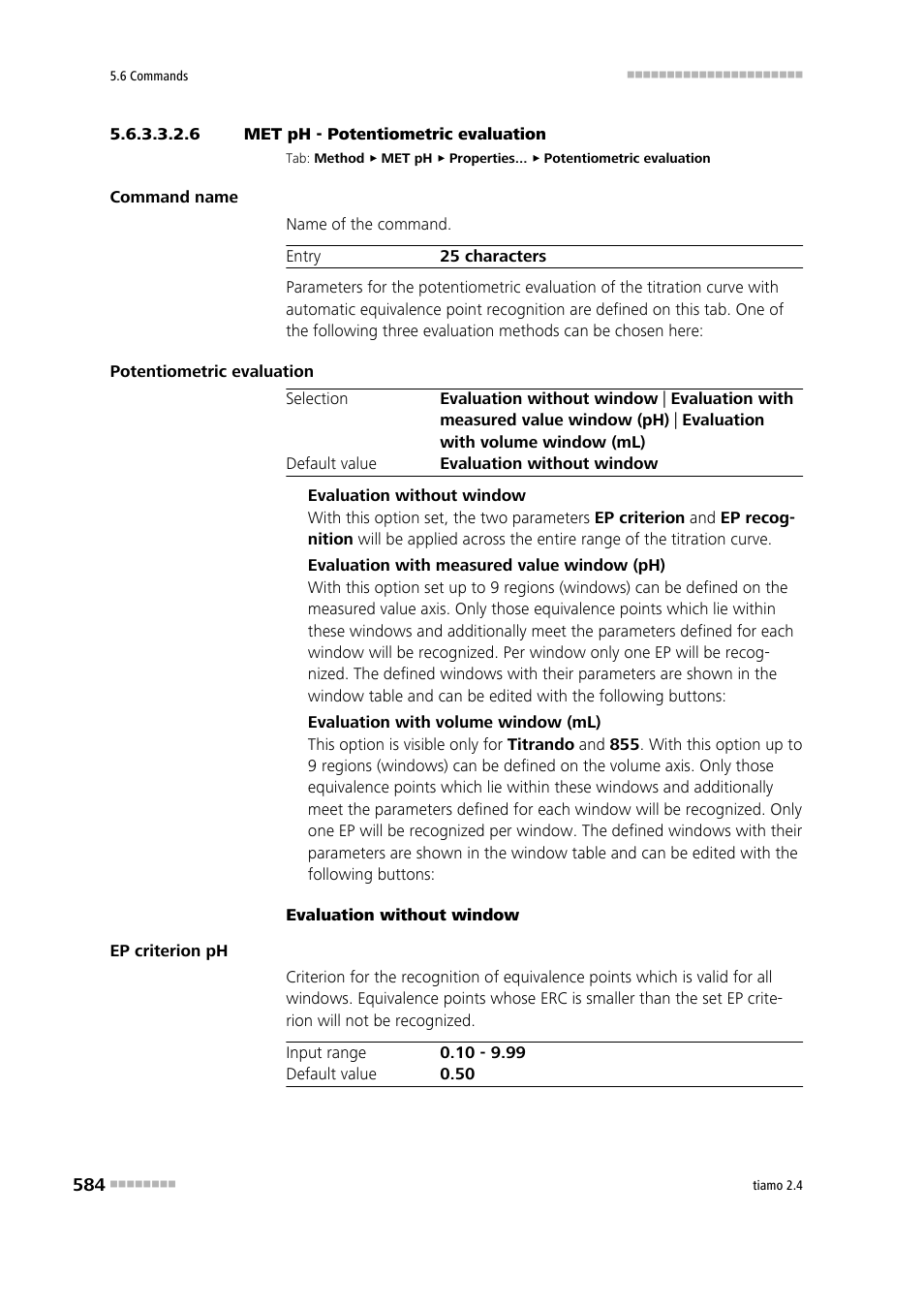 6 met ph - potentiometric evaluation, Potentiometric evaluation | Metrohm tiamo 2.4 Manual User Manual | Page 600 / 1717