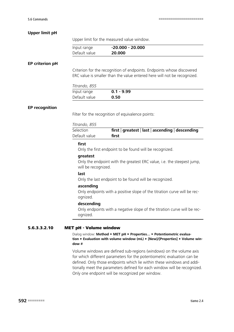 10 met ph - volume window | Metrohm tiamo 2.4 Manual User Manual | Page 608 / 1717