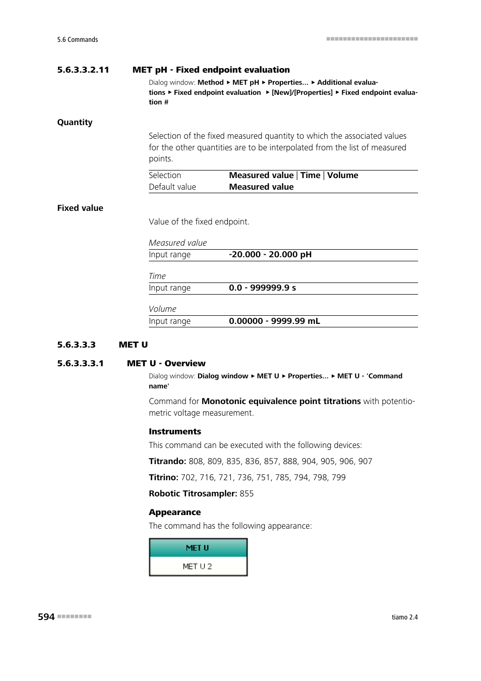 11 met ph - fixed endpoint evaluation, 3 met u, 1 met u - overview | Metrohm tiamo 2.4 Manual User Manual | Page 610 / 1717